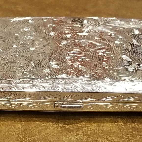 ITALIAN MONICA RICH KOSANN ENGRAVED FLORAL SILVER 4 IMAGE CASE FRAME PHOTO ALBUM - Picture 5 of 15